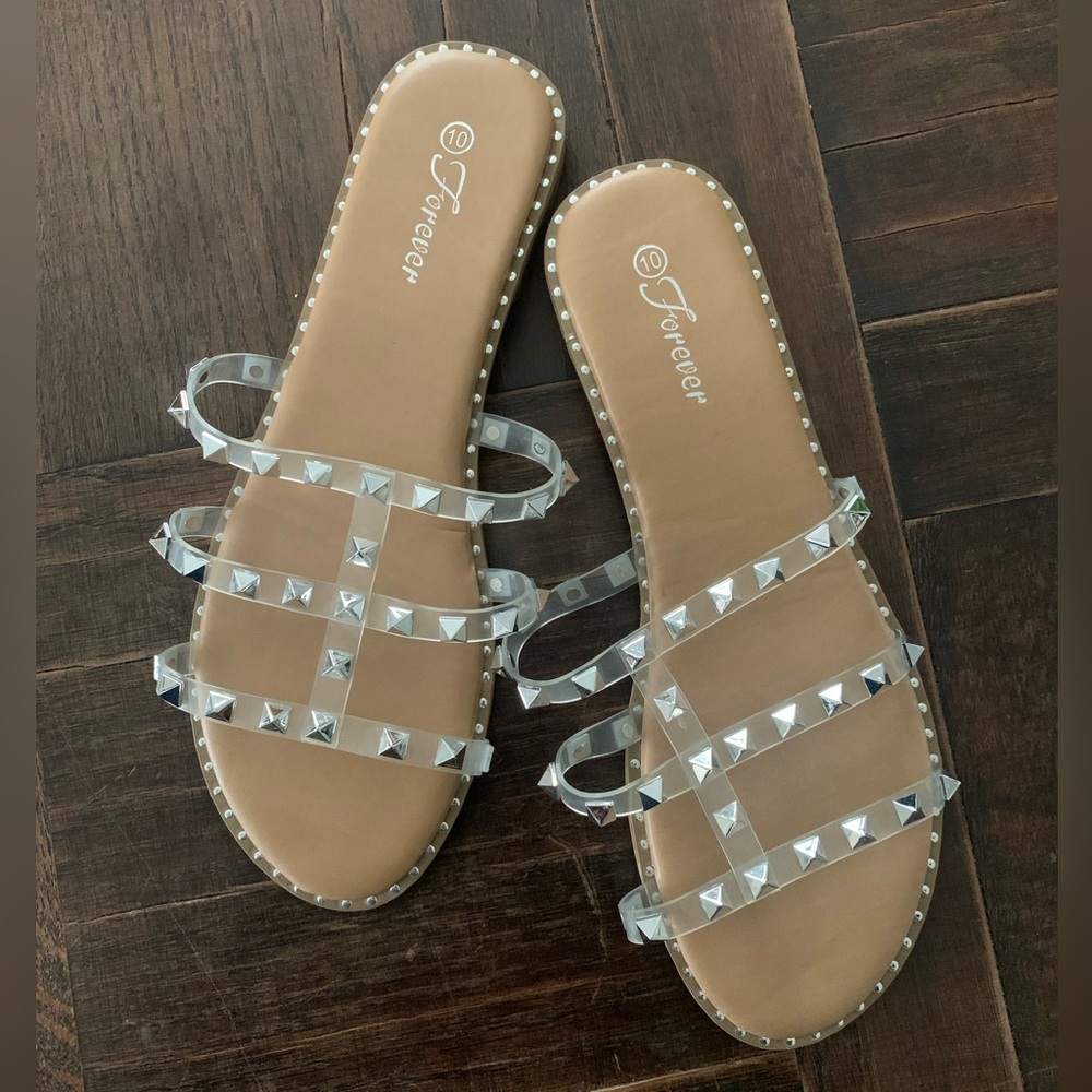 New Clear Studded Slide Sandals size 10